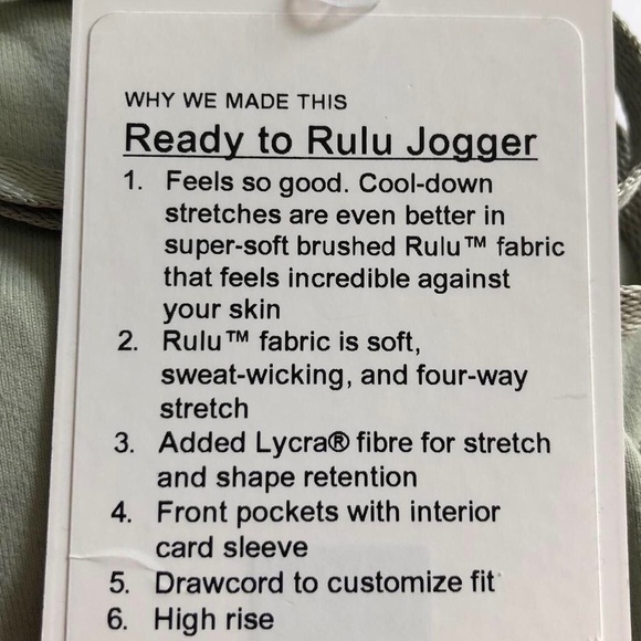 🚫SOLD🚫 New Lululemon Ready To Rulu Joggers HighRise Green Fern Full Length - Picture 4 of 4